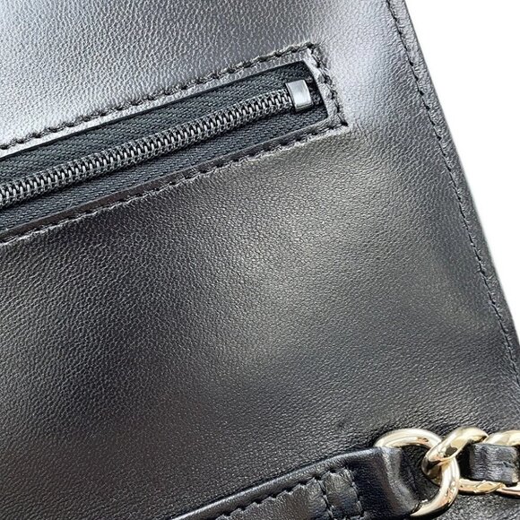 CHANEL Chain wallet with Bag Charm Lambskin/Faux Pearl /Rhinestone Black - Picture 9 of 16